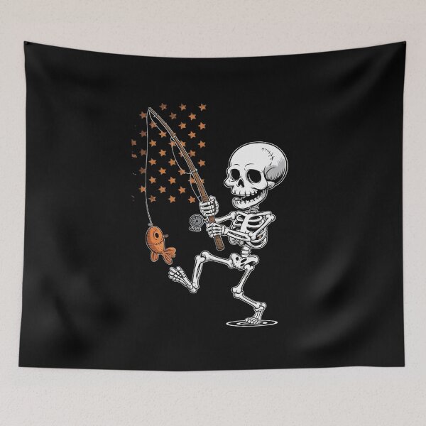 Item preview, Fishing Skeleton Halloween Men Boys Fishing Fan Tees1  designed and sold by BeetleMalon.