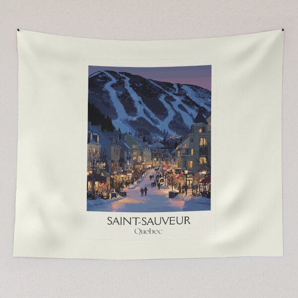 Item preview, Saint-Sauveur Quebec | Laurentian Ski Village Night Art designed and sold by TuncGK.