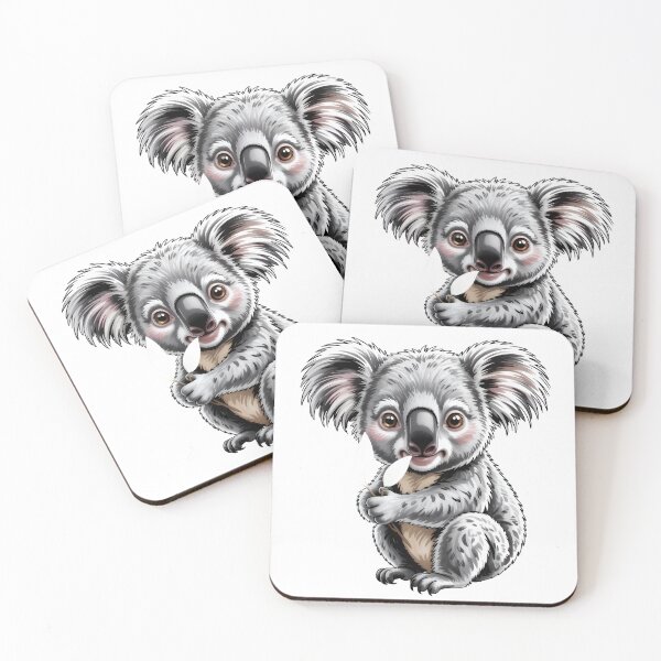 Item preview, Cute Kawaii Koala: Adorable Baby Koala Holding Eucalyptus Leaf designed and sold by RudArtAI.