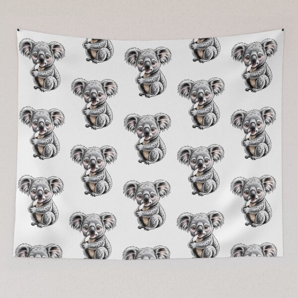 Item preview, Cute Kawaii Koala: Adorable Baby Koala Holding Eucalyptus Leaf designed and sold by RudArtAI.