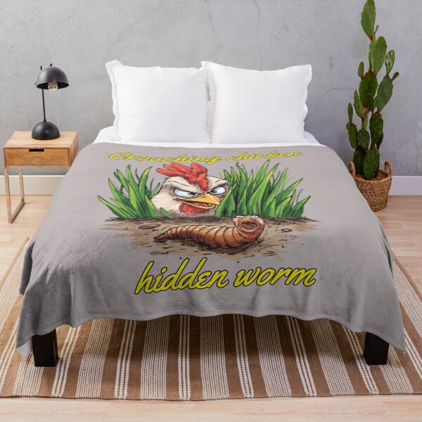 Item preview, chicken attack, Crouching Chicken Hidden Worm Funny Cartoon Design designed and sold by MoonLightFX.