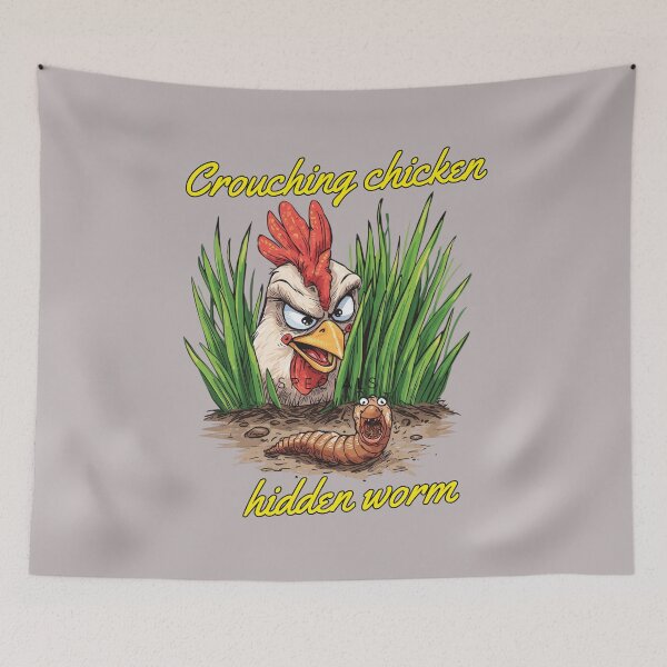 Item preview, chicken attack, Crouching Chicken Hidden Worm Funny Cartoon Design designed and sold by MoonLightFX.