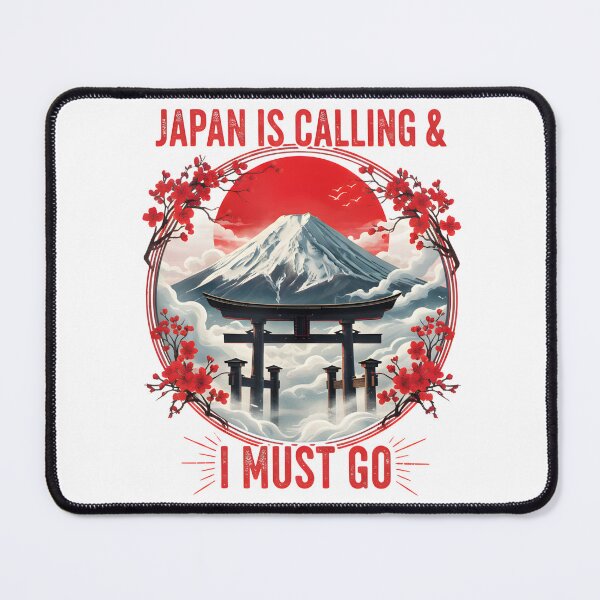 Item preview, Japan Is Calling and I Must Go – Mount Fuji Torii Gate Cherry Blossom Travel Art designed and sold by AurenDesign.