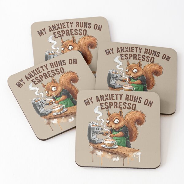 Item preview, My Anxiety Runs on Espresso - Funny Barista Squirrel Art designed and sold by AwesomeBeyondLimits.
