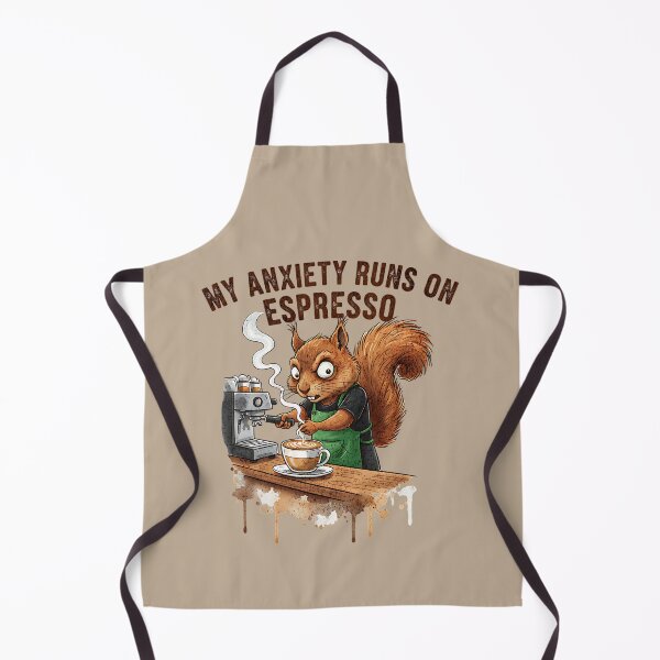 Item preview, My Anxiety Runs on Espresso - Funny Barista Squirrel Art designed and sold by AwesomeBeyondLimits.