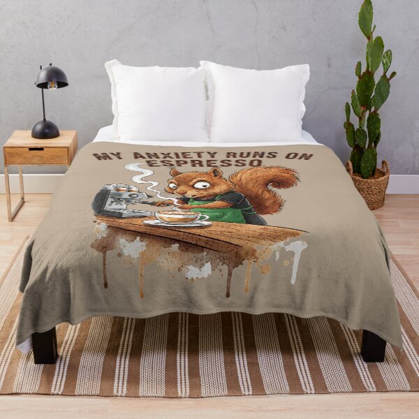 Item preview, My Anxiety Runs on Espresso - Funny Barista Squirrel Art designed and sold by AwesomeBeyondLimits.