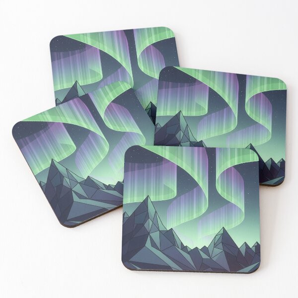 Item preview, Aurora Borealis Over Geometric Mountain Peaks designed and sold by NoctaHike.