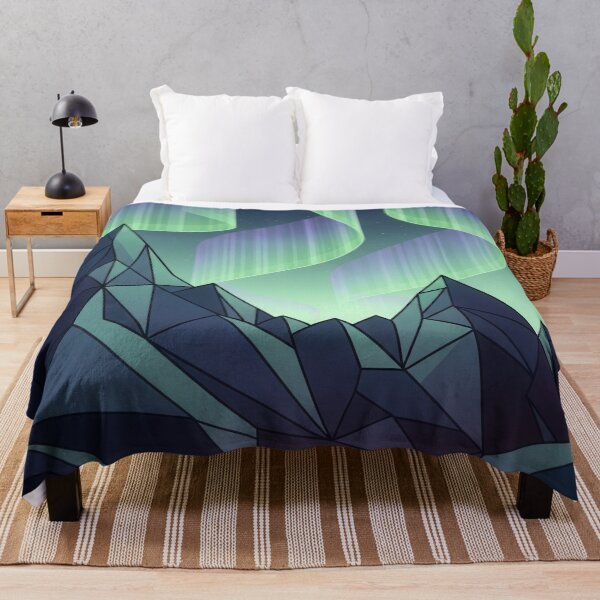 Item preview, Aurora Borealis Over Geometric Mountain Peaks designed and sold by NoctaHike.