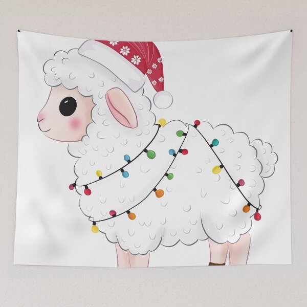Item preview, Festive Sheep Illustration – Cozy Farmhouse Christmas Art designed and sold by Iqrapixels.