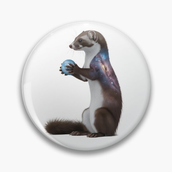 Item preview, Magical Celestial Ferret: Galaxy Fur Animal Holding Blue Orb designed and sold by RudArtAI.