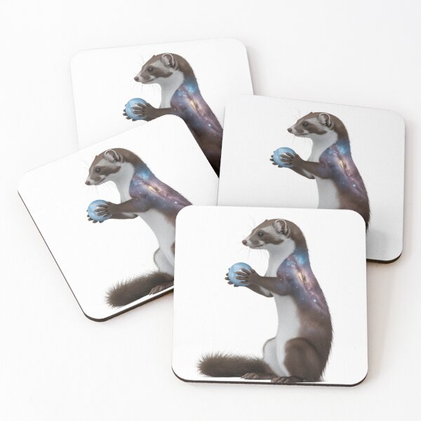 Item preview, Magical Celestial Ferret: Galaxy Fur Animal Holding Blue Orb designed and sold by RudArtAI.