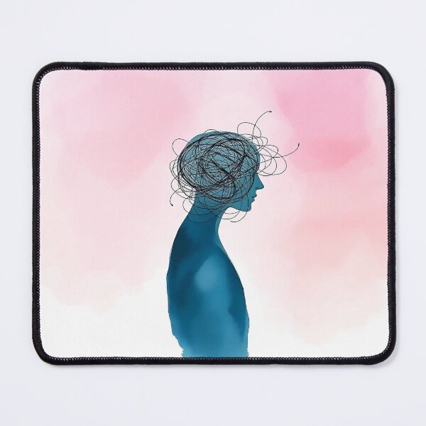 Item preview, Tangled Thoughts – Overthinking Brain Minimal Illustration designed and sold by Painterrella.