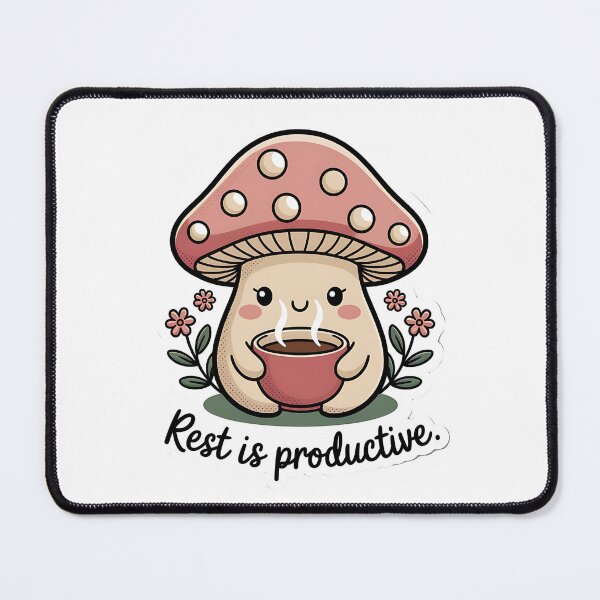 Item preview, Cute Cottagecore Mushroom Rest Is Productive Sticker designed and sold by aislinglaoise.