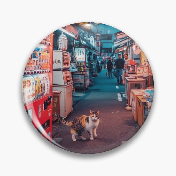 Item preview, Tokyo Alley Cat – Neon Nights in Japan | Urban Street Scene designed and sold by TOKYO SOUL DESIGN.