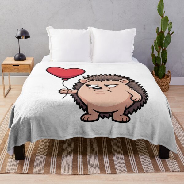 Item preview, Funny Grumpy Hedgehog with Heart Balloon designed and sold by Mr-wow.