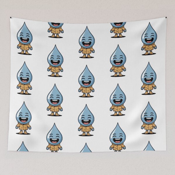 Item preview, Cute Kawaii Raindrop Character: Happy Mascot in Yellow Raincoat designed and sold by RudArtAI.