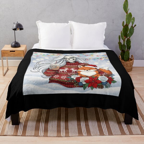 Item preview, Festive Skeleton with Fox | Cute Gothic Christmas Coffee Art designed and sold by ColorSplash123.