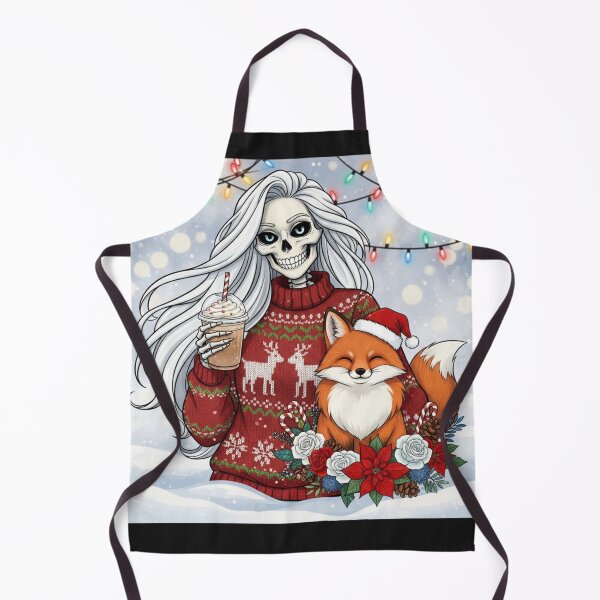 Item preview, Festive Skeleton with Fox | Cute Gothic Christmas Coffee Art designed and sold by ColorSplash123.