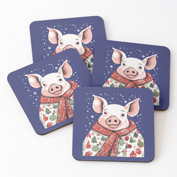 Item preview, Animal Lover Christmas Pig Wrapped In A Holiday Blanket designed and sold by taiche.