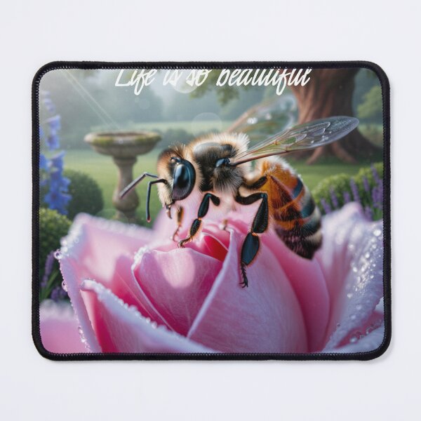 Item preview, Life Is So Beautiful – Inspirational Honey Bee on Rose designed and sold by nenad1605.