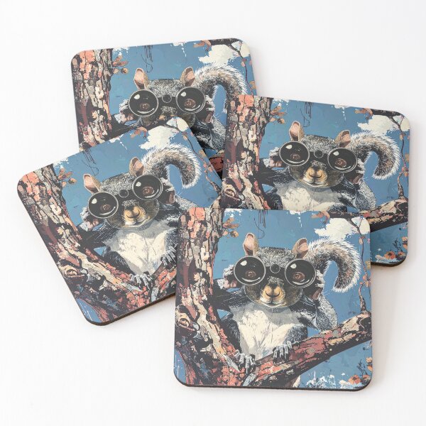 Item preview, Funny squirrel in tree with binoculars  designed and sold by Boxing Kangaroo Retail Company.