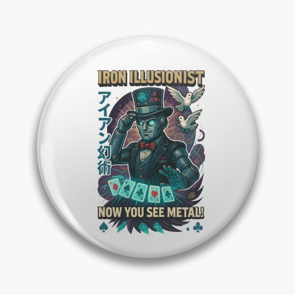 Item preview, Iron Illusionist – Cyber Magician Mecha | Holographic Doves & Glitch Cards Design designed and sold by Snackwear Apparel.