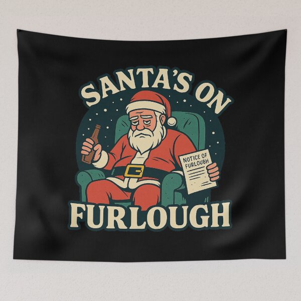 Item preview, Santa’s on Furlough – Funny Christmas Shirt, Dark Holiday Humor Tee, Relatable Santa Design, Adult Christmas Gift designed and sold by AddictiveDesign.