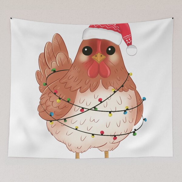 Item preview, Festive Hen Illustration – Merry Farmhouse Christmas Art designed and sold by Iqrapixels.