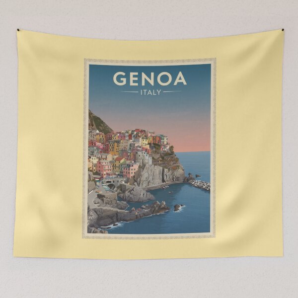 Item preview, Genoa Vintage Travel Art - Cinque Terre - Italy designed and sold by Wanderprintt.