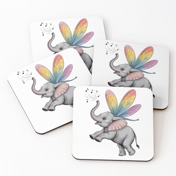 Item preview, Cute Baby Elephant with Rainbow Fairy Wings: Whimsical Fantasy Art designed and sold by RudArtAI.