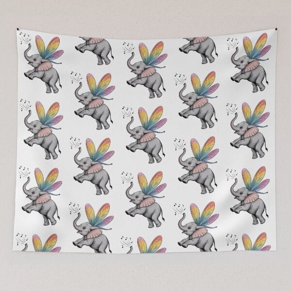 Item preview, Cute Baby Elephant with Rainbow Fairy Wings: Whimsical Fantasy Art designed and sold by RudArtAI.
