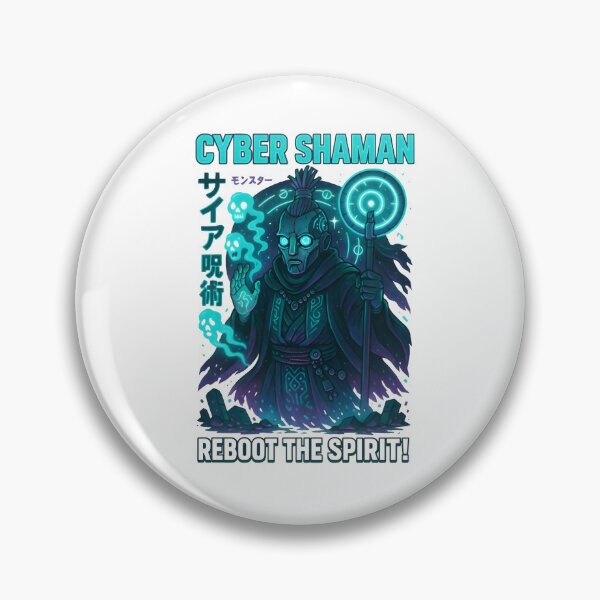Item preview, Cyber Shaman – Reboot the Spirit | Neon Techno-Tribal Futuristic Design designed and sold by Snackwear Apparel.