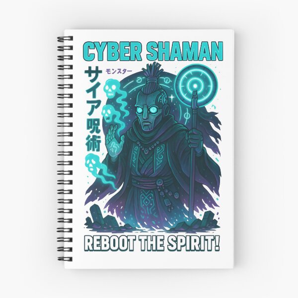 Item preview, Cyber Shaman – Reboot the Spirit | Neon Techno-Tribal Futuristic Design designed and sold by Snackwear Apparel.