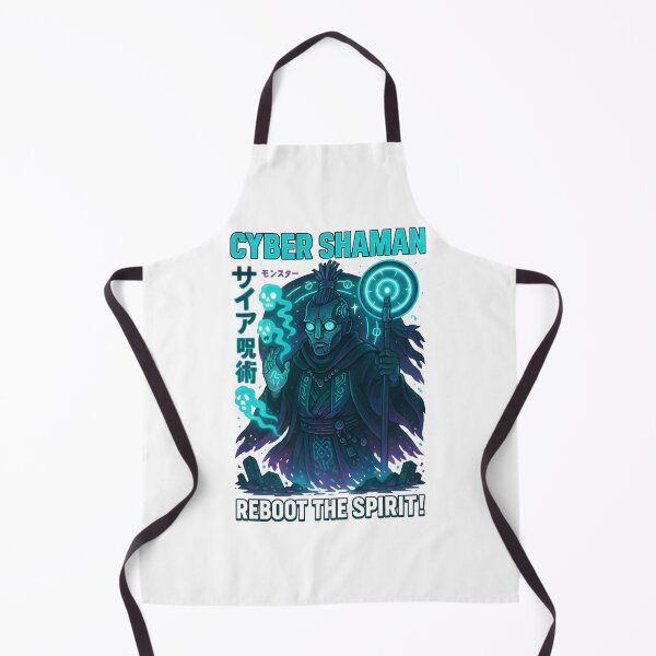 Item preview, Cyber Shaman – Reboot the Spirit | Neon Techno-Tribal Futuristic Design designed and sold by Snackwear Apparel.