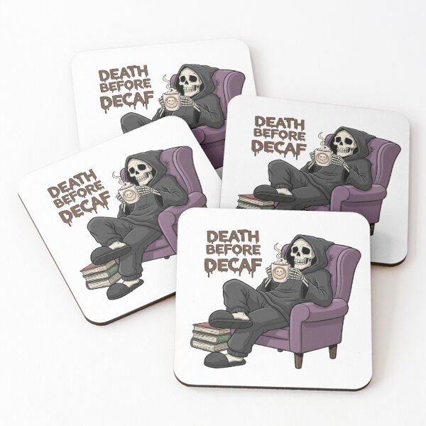 Item preview, Death Before Decaf Funny Grim Reaper Coffee Lover designed and sold by RehanInkDesigns.