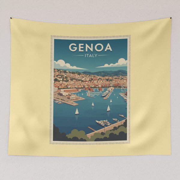 Item preview, Genoa Vintage Travel Art - Harbor - Italy designed and sold by Wanderprintt.
