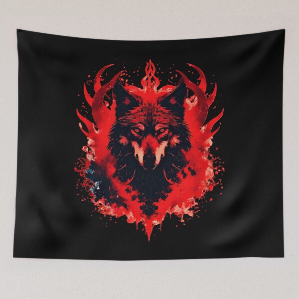 Item preview, Red Rage Wolf – Hellfire Burning Red Beast designed and sold by Neer arts.