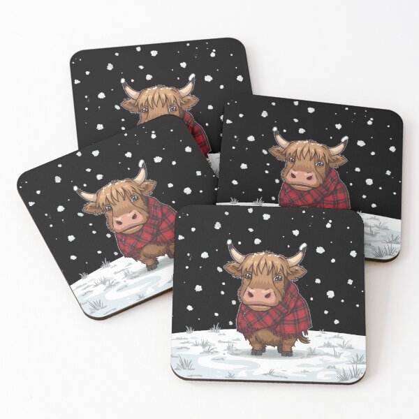Item preview, Highland Cow in Snow Wearing a Tartan Blanket - Cute Scottish Winter Gift designed and sold by Loom on the Loch.