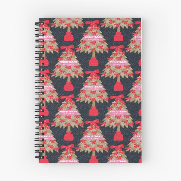 Item preview, Fun Christmas game pattern featuring the Three Wise Men and Santa Claus, coordinated with a Christmas tree with bows. Dark black background. designed and sold by WONDERPRINTVALLEY.