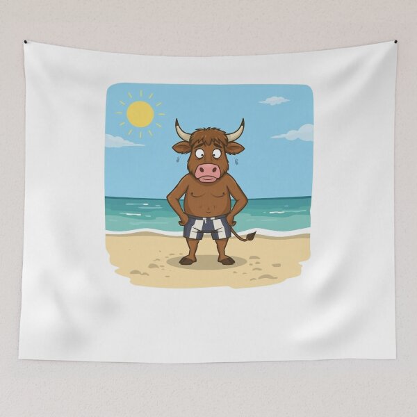 Item preview, Funny Scottish Highland Cow Beach Day - Summer Scotland Gift designed and sold by Loom on the Loch.