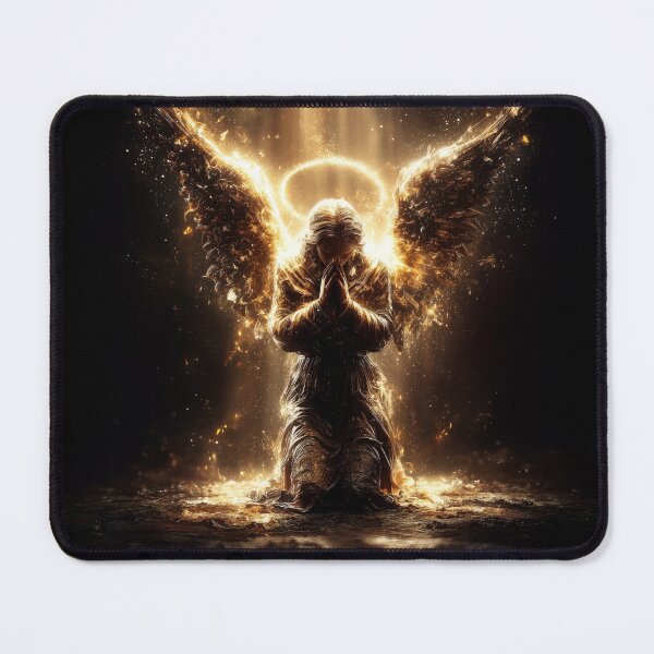 Item preview, The Light of Faith – Kneeling Angel in Divine Glow designed and sold by VisionaryVeils.