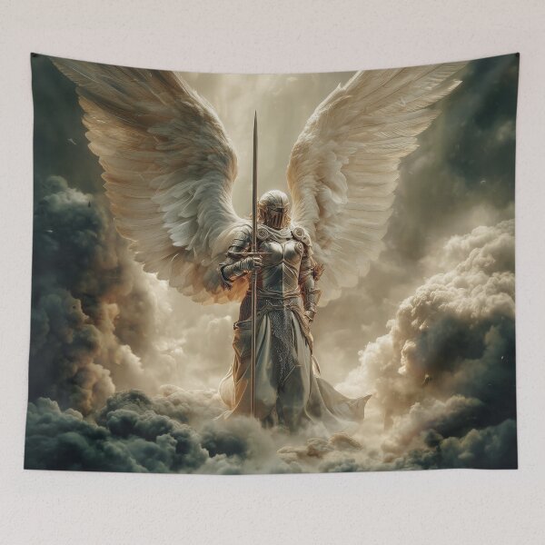 Item preview, Silent Triumph – Angelic Warrior of Light in the Clouds designed and sold by VisionaryVeils.