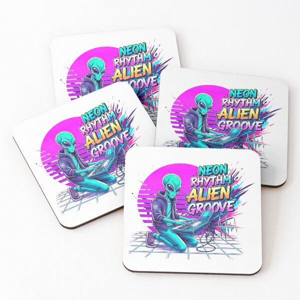 Item preview, Neon Retrowave Alien DJ Music designed and sold by SholoStudio.