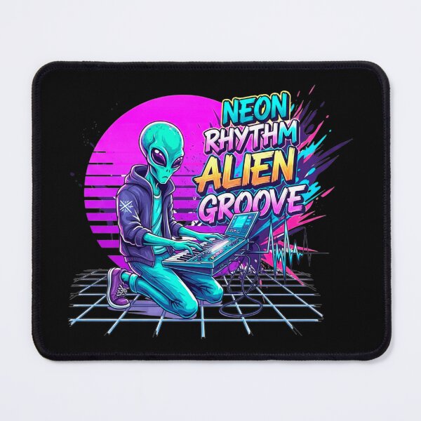 Item preview, Neon Retrowave Alien DJ Music designed and sold by SholoStudio.