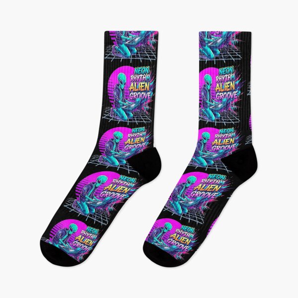 Item preview, Neon Retrowave Alien DJ Music designed and sold by SholoStudio.