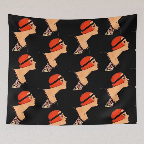 Item preview, vintage portrait of a flapper kissing in a chic hat designed and sold by stevepaint.