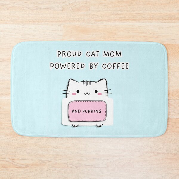 Item preview, Proud cat mom powered by coffee and purring, a cute cat, simple cartoon artwork designed and sold by silent-violin.