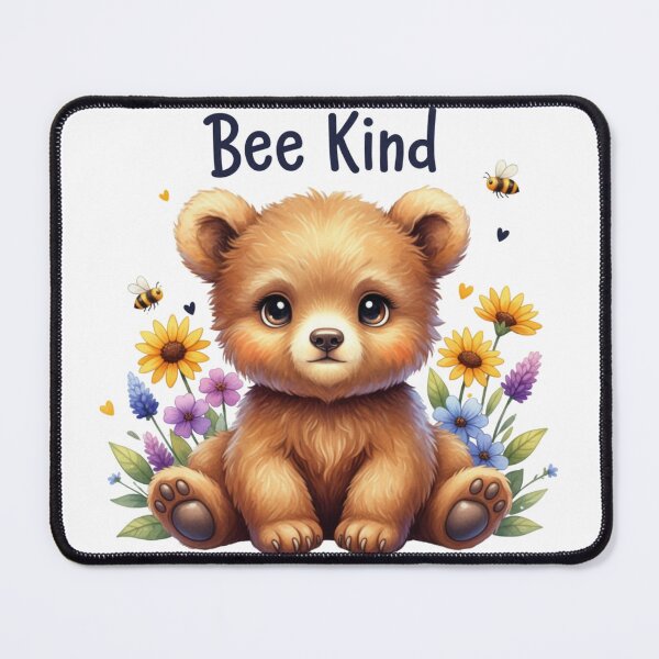 Item preview, Bee Kind Cute Bear with Flowers and Bees – Wholesome Kindness Art designed and sold by GDbanners.