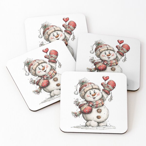 Item preview, Joyful Snowman with Heart Balloon and Cozy Mittens designed and sold by QuietBloom80.