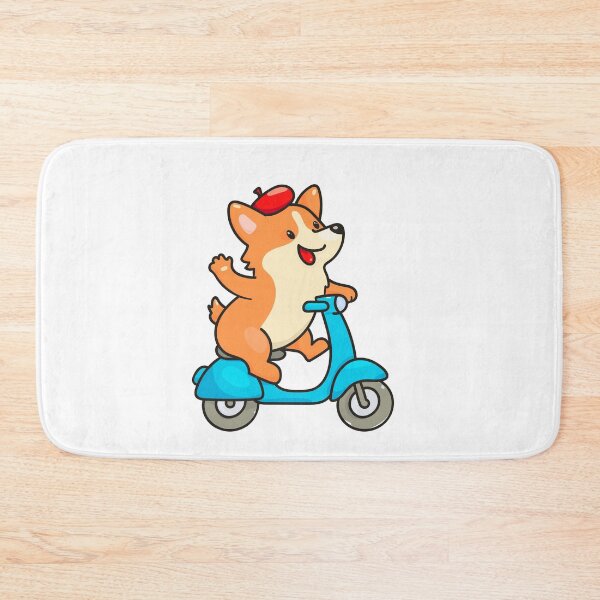 Artikelvorschau, Ein niedlicher Cartoon-Corgi fährt auf einem blauen Vespa-Roller entworfen und verkauft von babanovaesha.